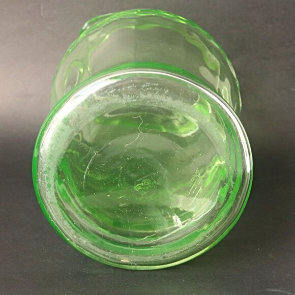 Vintage Green Uranium Glass Pitcher Glows Depression Glass Diamond Cris Cross Pa - Picture 5 of 6